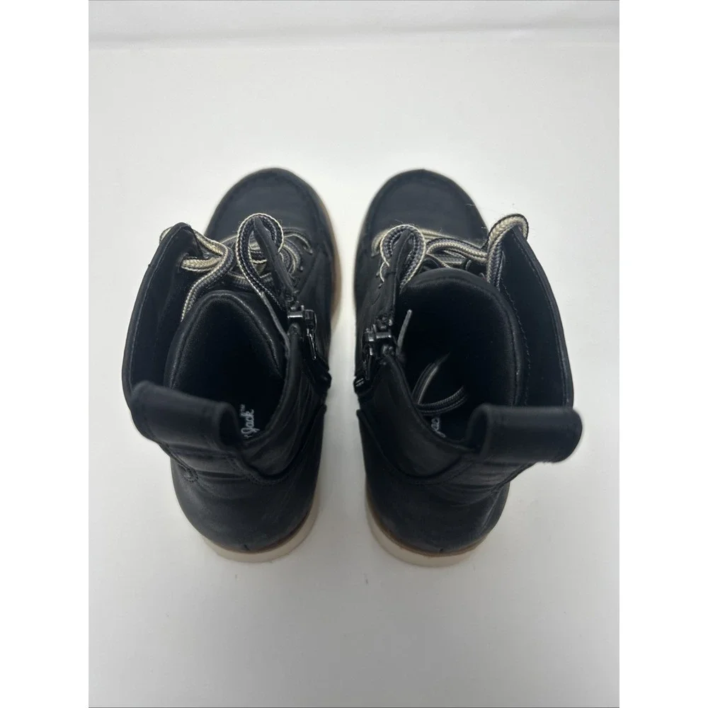 Cat & Jack Bosley Mock Toe Boots Kids Size‎ 1, Black/White Lace Up, Side Zipper